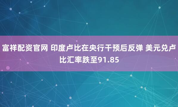 富祥配资官网 印度卢比在央行干预后反弹 美元兑卢比汇率跌至91.85